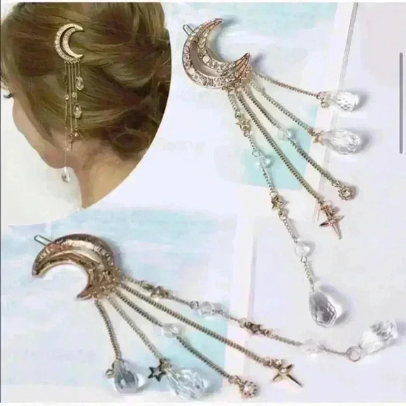 Boho Moon and Stars Bohemian Crystal Hair Clips - Picture 6 of 6